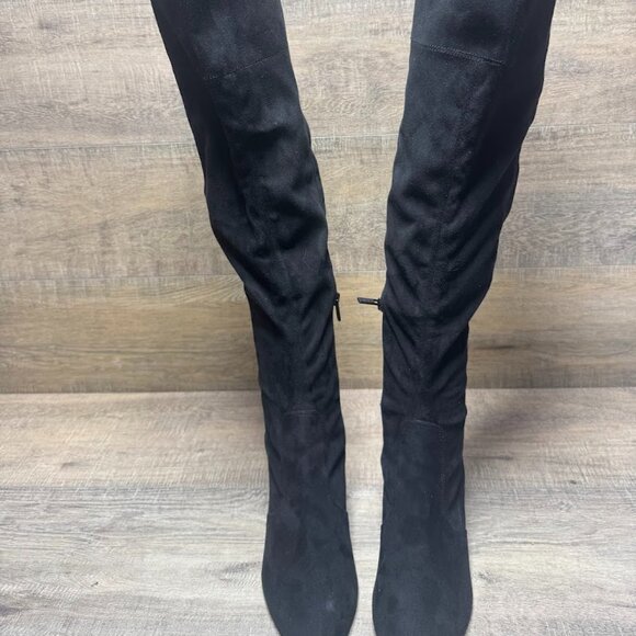 Calvin Klein Black Suede Thigh High Boots Women's Size 10 - Picture 2 of 8